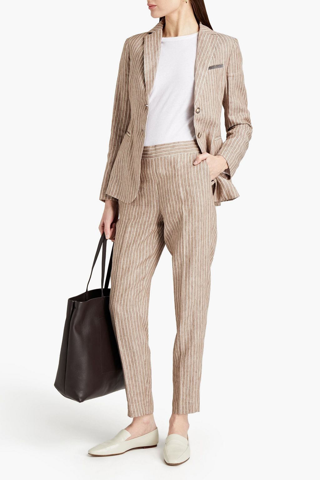 FABIANA FILIPPI Pinstriped linen tapered pants