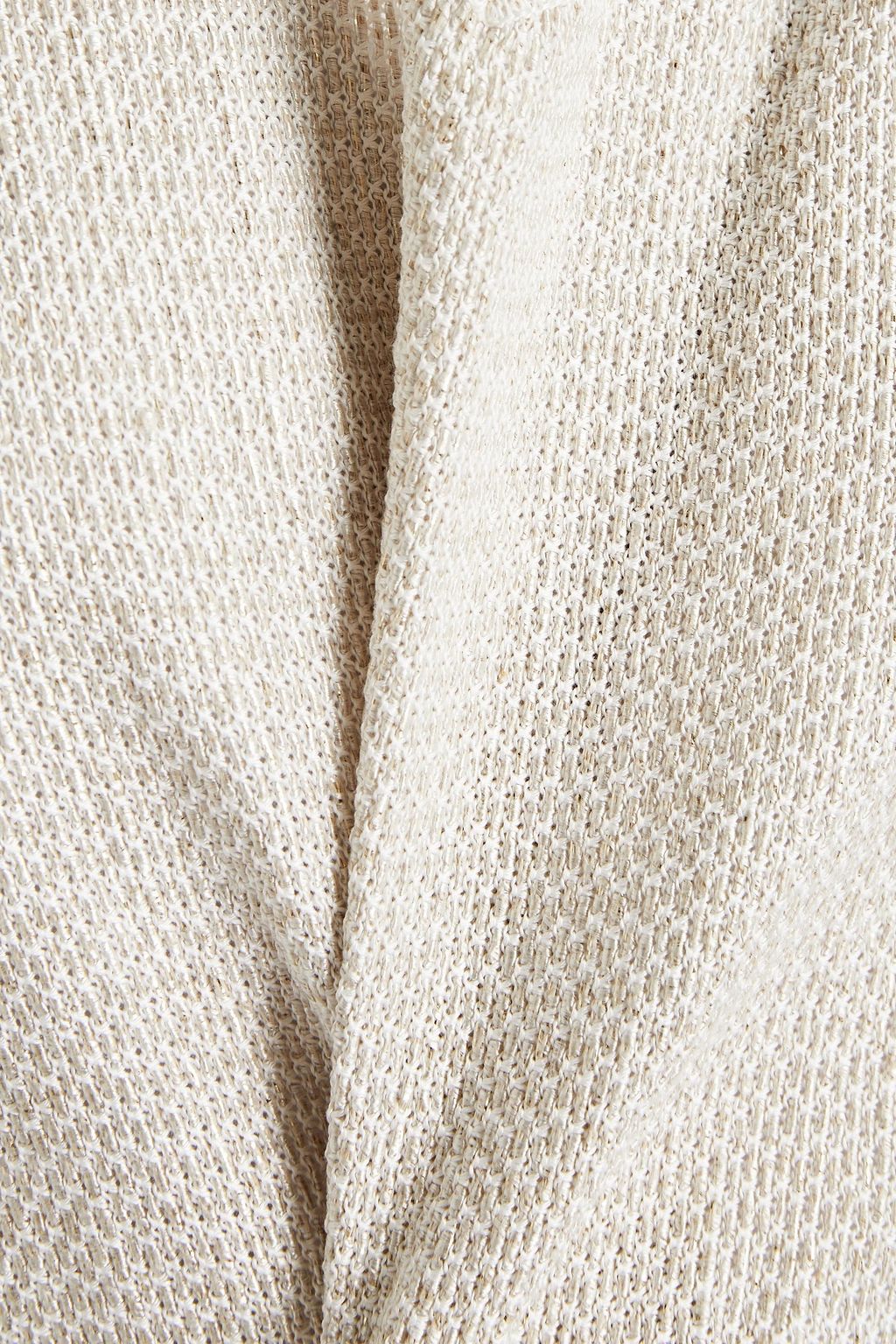 GENTRYPORTOFINO Fringed metallic crochet-knit linen-blend top