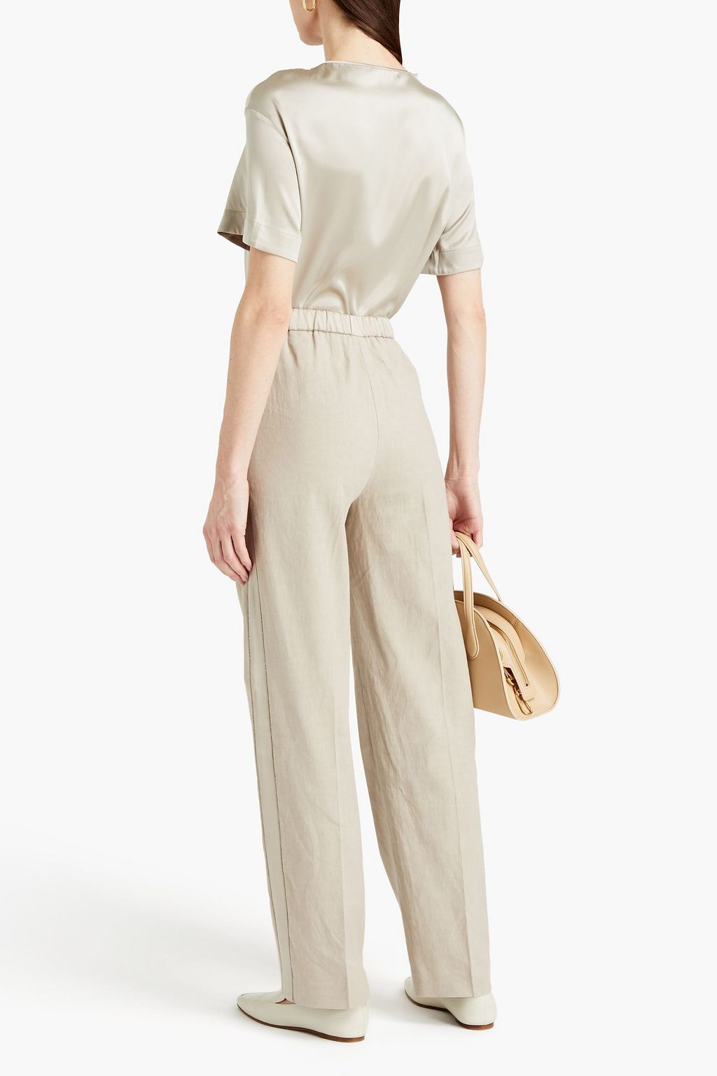 FABIANA FILIPPI Embellished slub linen-blend straight-leg pants