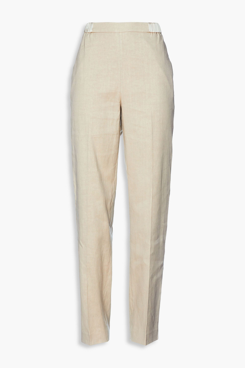 Fabiana Filippi Woman Embellished Slub Linen-blend Straight-leg Pants Beige Size 40