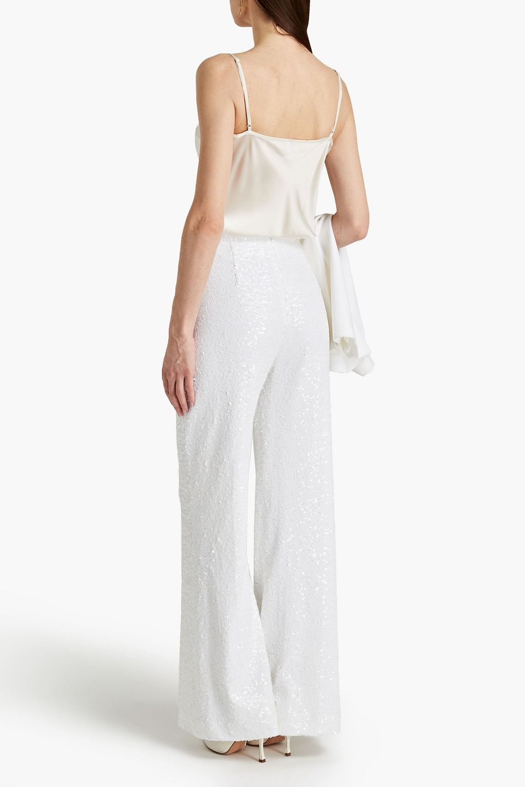 BADGLEY MISCHKA Sequined mesh wide-leg pants