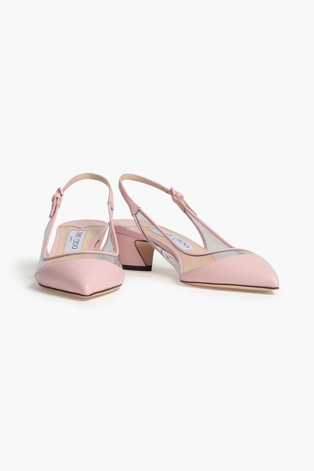 JIMMY CHOO Gemma 40 PVC-paneled leather slingback pumps