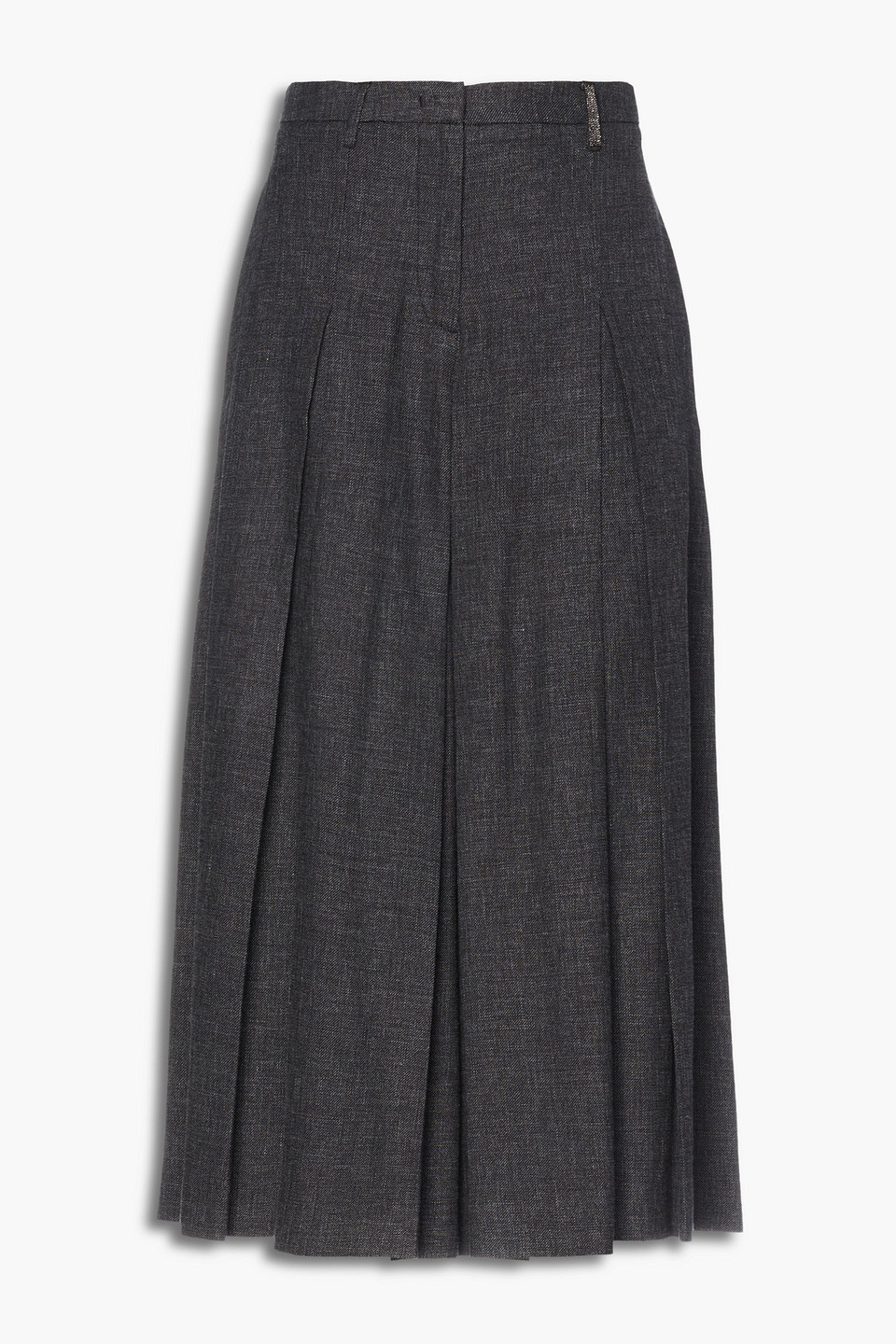 Fabiana Filippi Woman Pleated Embellished Wool Linen And Silk-blend Culottes Dark Gray Size 46