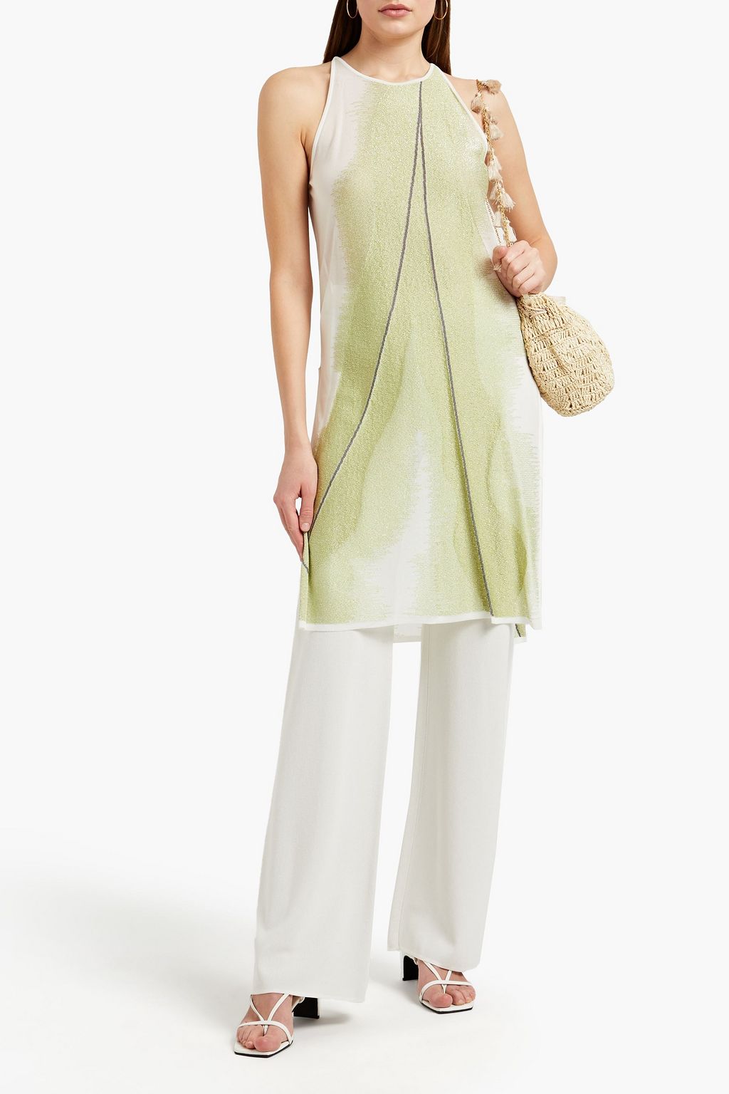 GENTRYPORTOFINO Metallic crochet-knit top