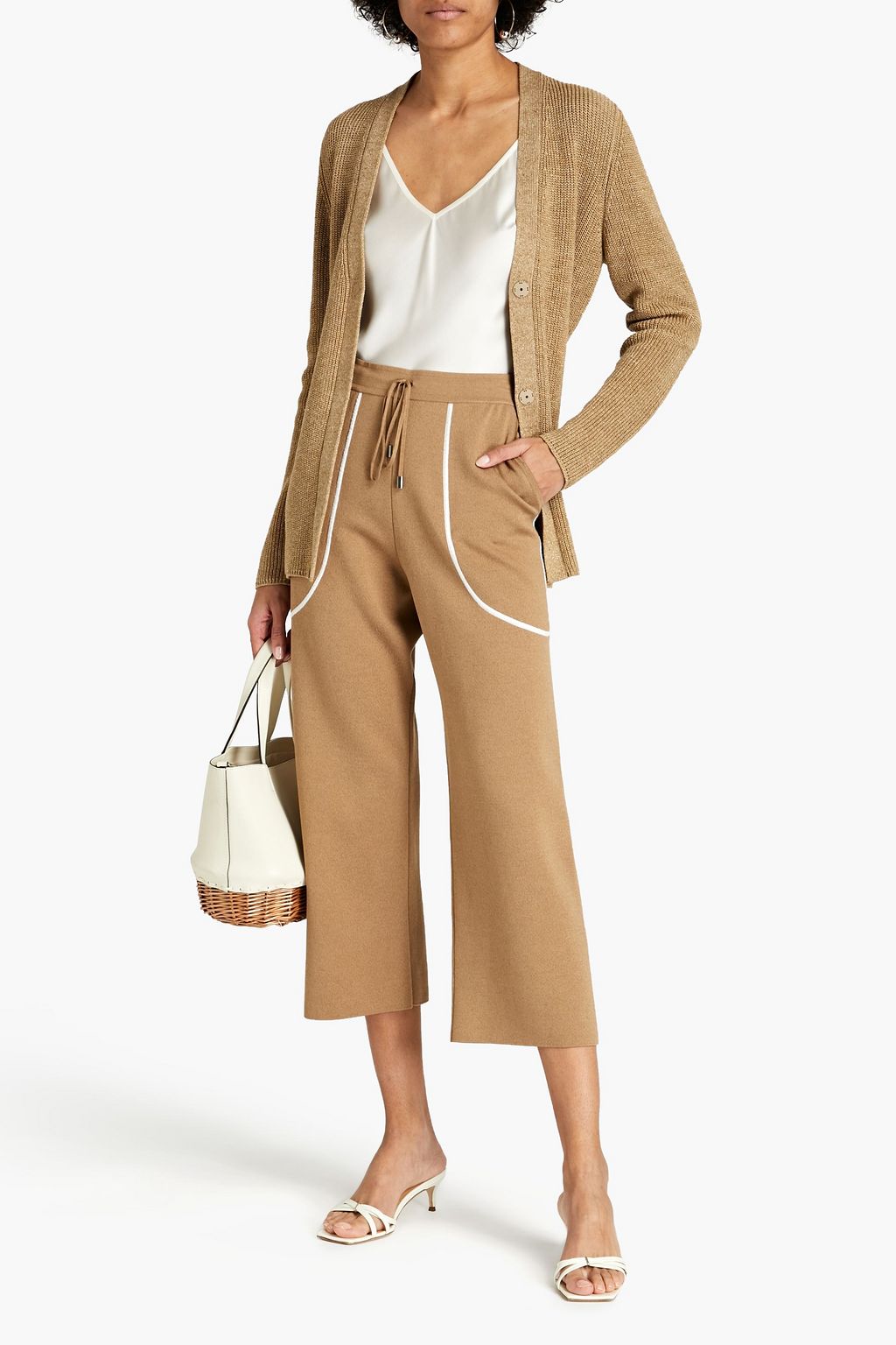 GENTRYPORTOFINO Cropped silk and cotton-blend straight-leg pants