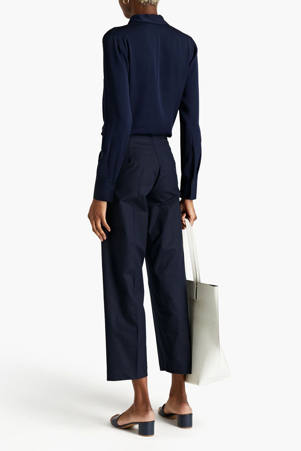 GENTRYPORTOFINO Cropped linen-blend shantung straight-leg pants