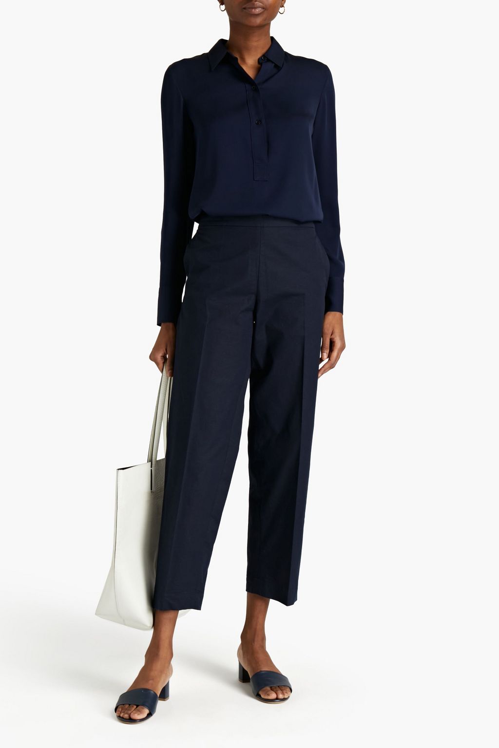 GENTRYPORTOFINO Cropped linen-blend shantung straight-leg pants