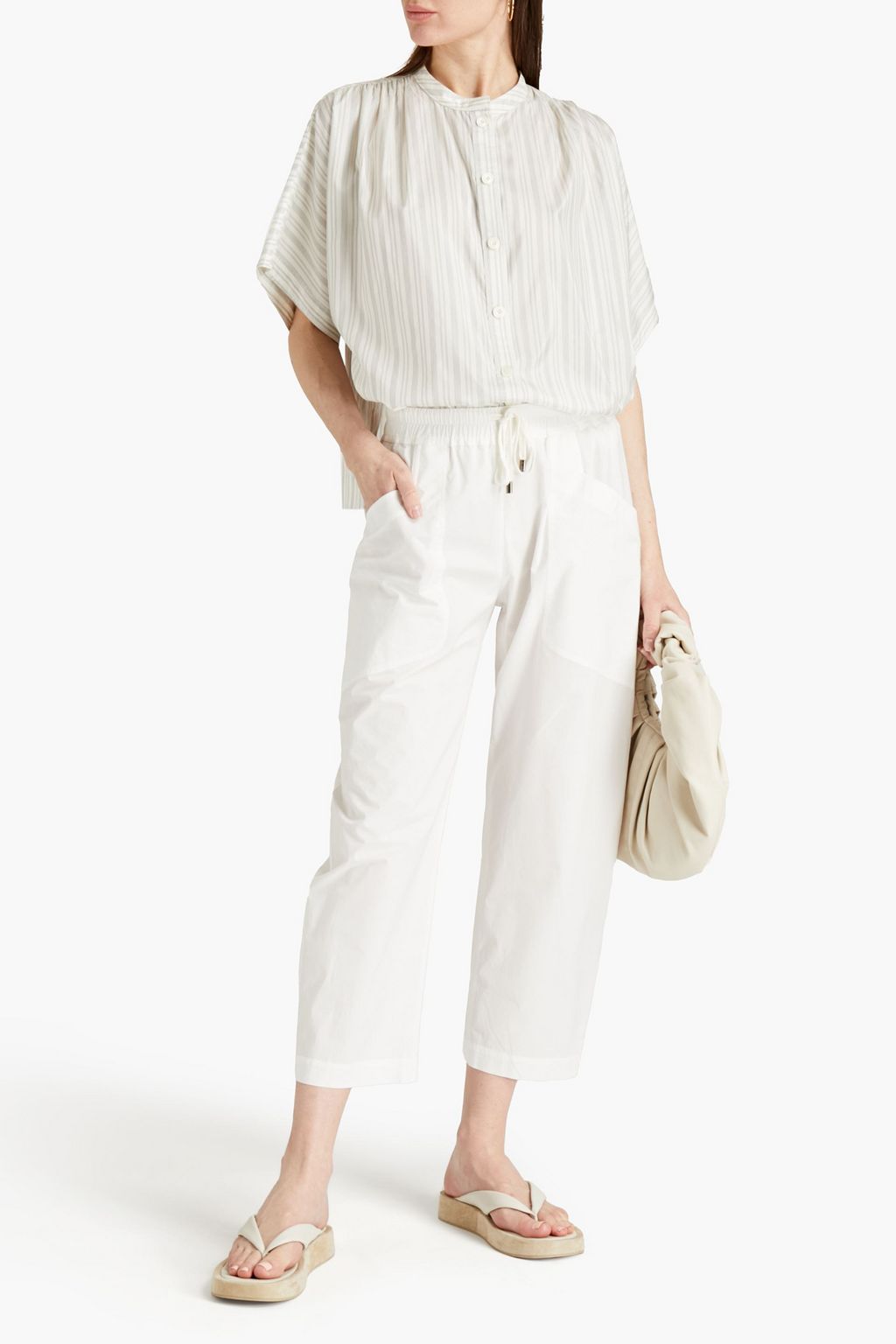GENTRYPORTOFINO Cropped cotton-poplin straight-leg pants