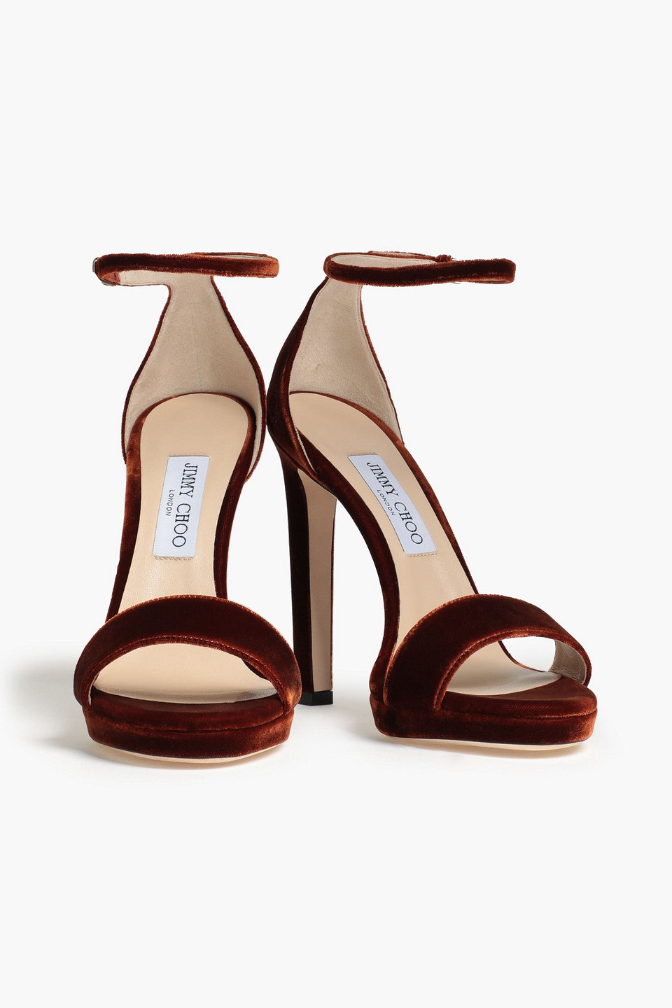 Jimmy Choo Misty 120 Velvet Sandals In Brown