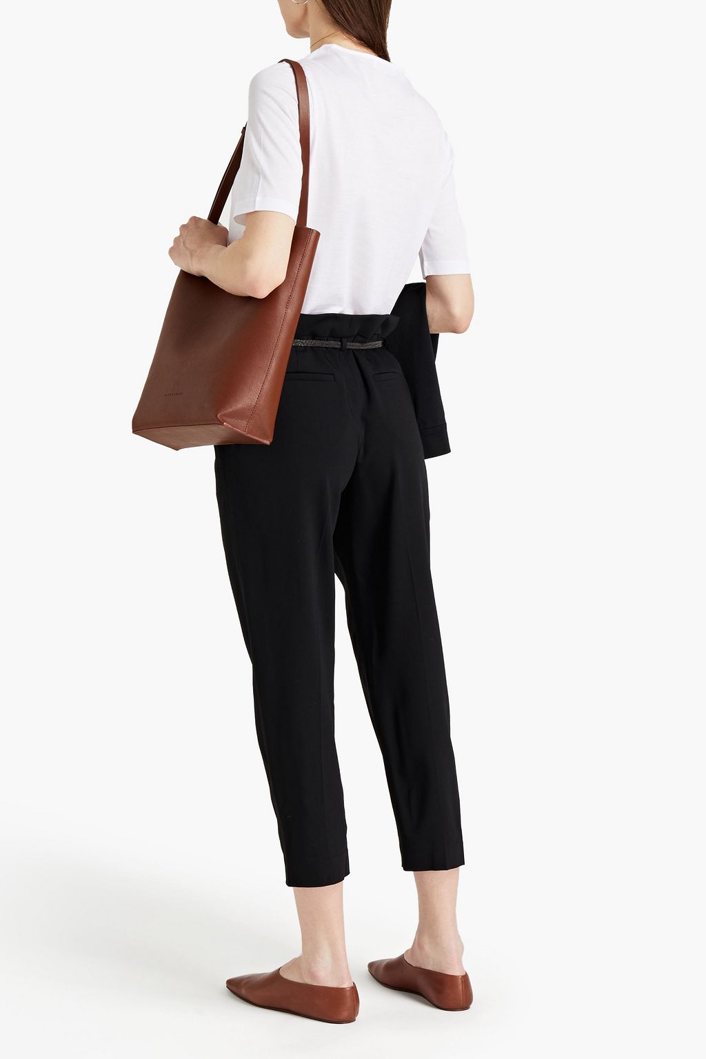 BRUNELLO CUCINELLI クロップド ウール混クレープ テーパード パンツ
