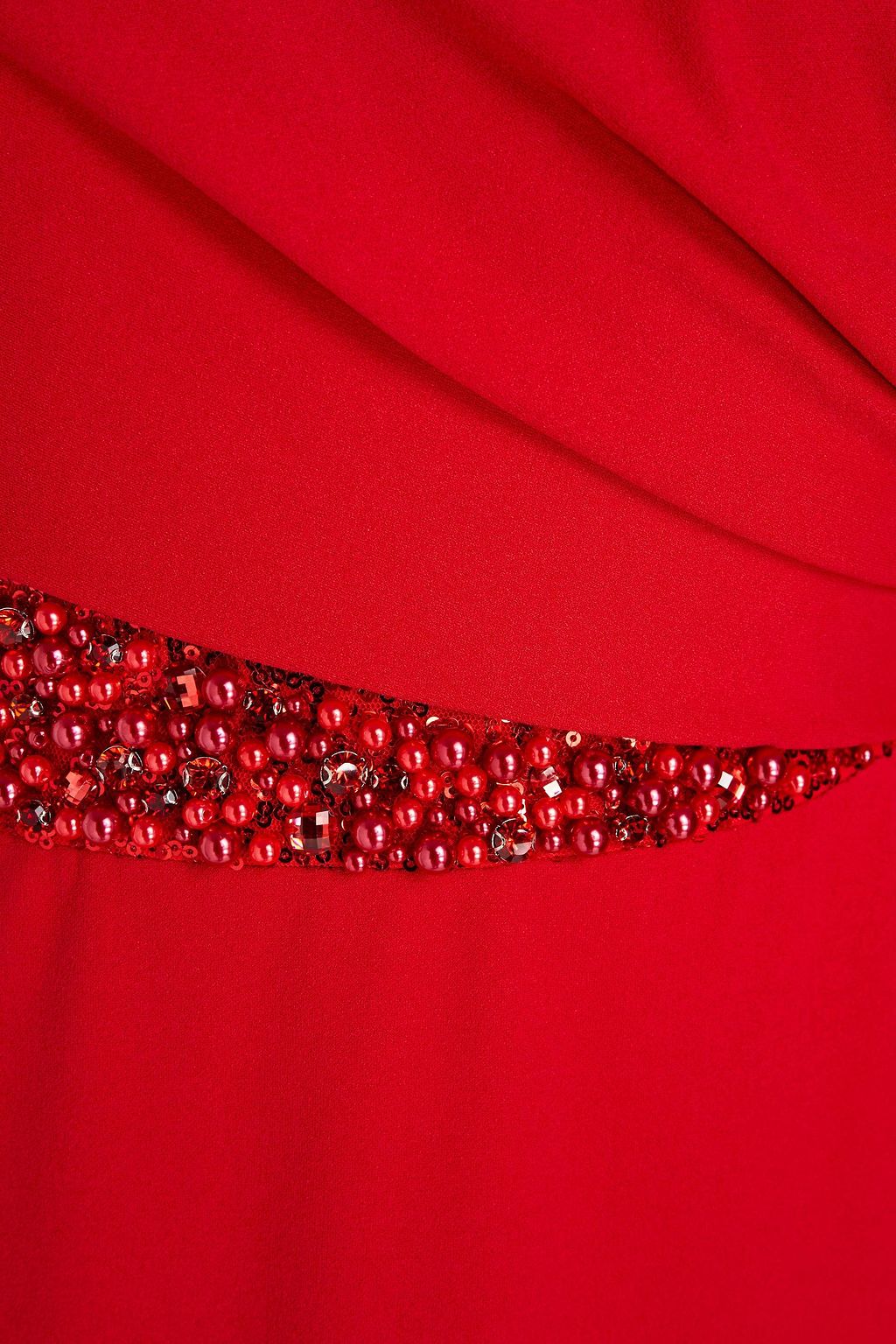 BADGLEY MISCHKA Embellished gathered stretch-crepe gown