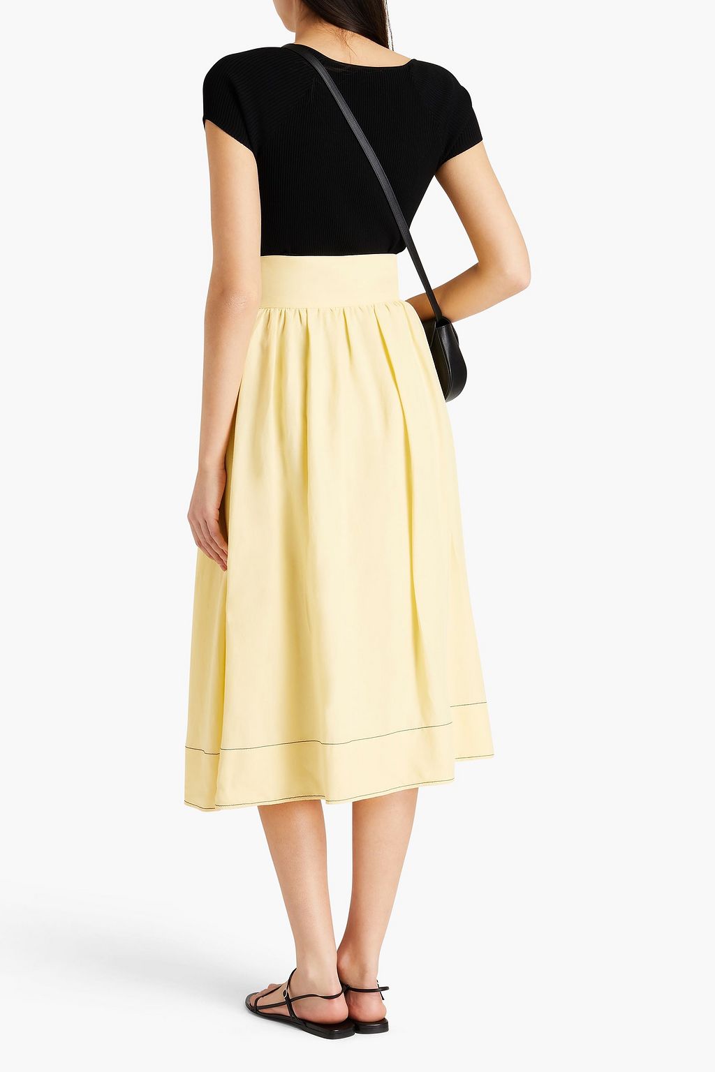 CLAUDIE PIERLOT Sergente belted slub twill midi skirt