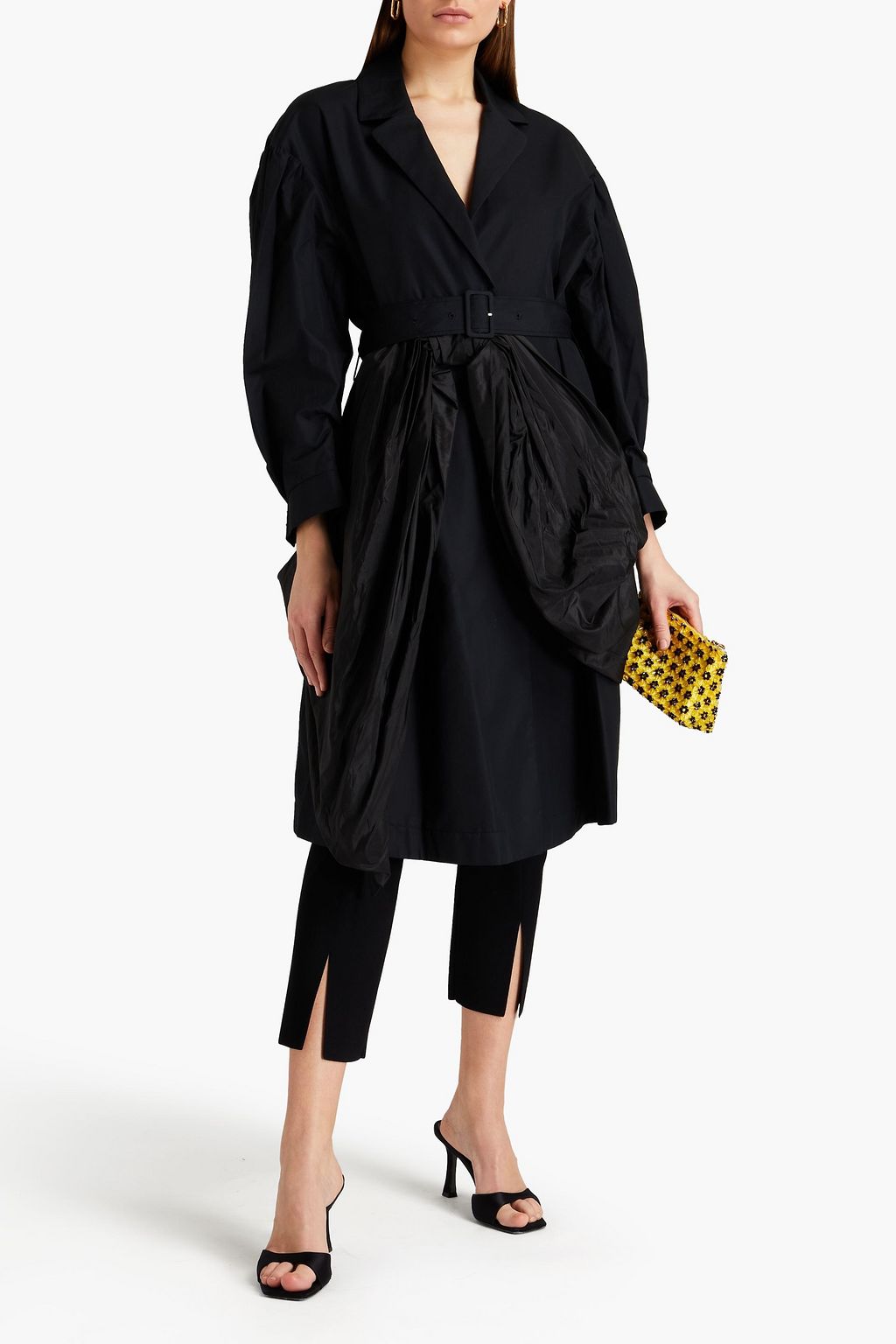 SIMONE ROCHA Taffeta-paneled bow-embellished cotton-poplin trench coat