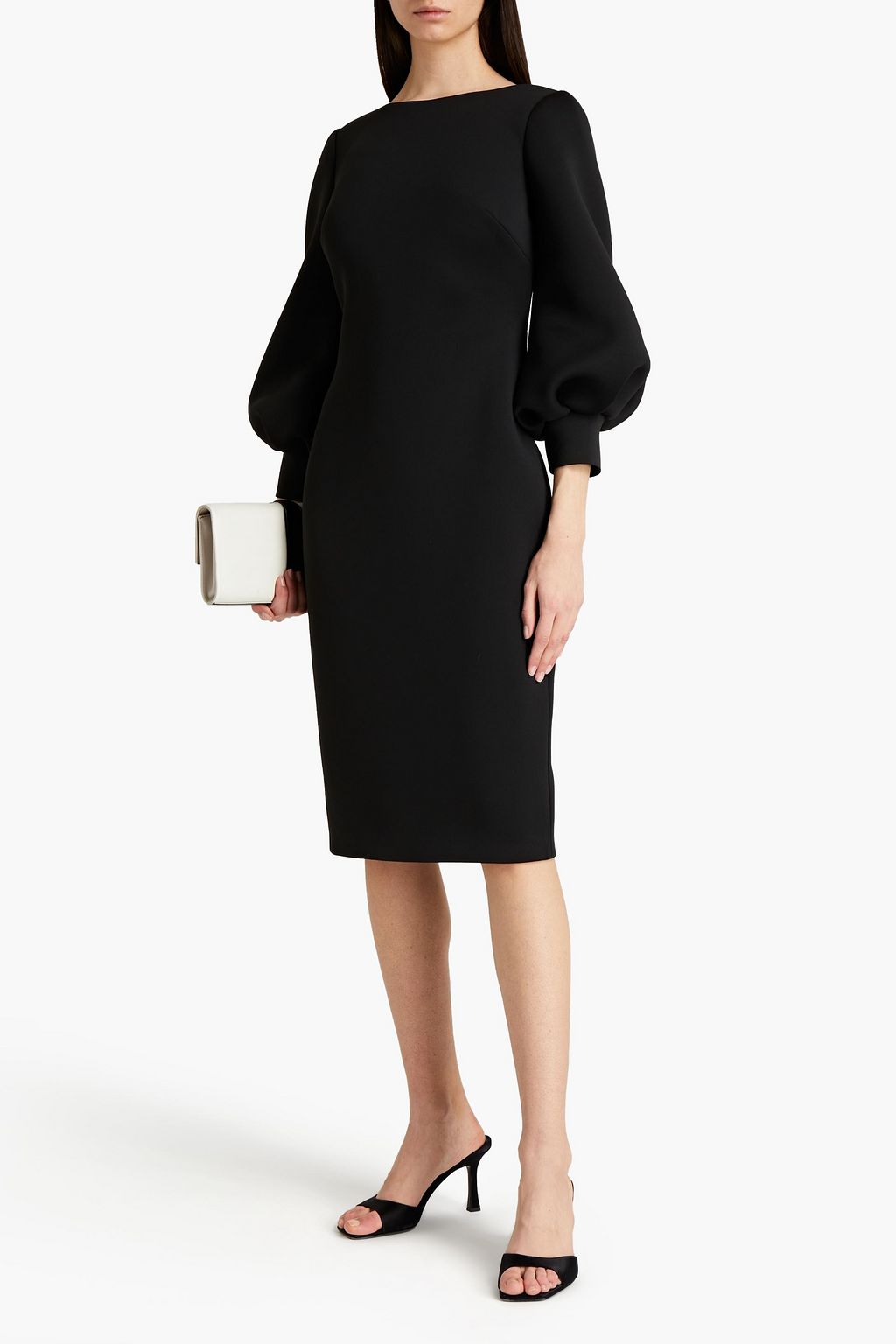 BADGLEY MISCHKA Bow-embellished cutout scuba dress