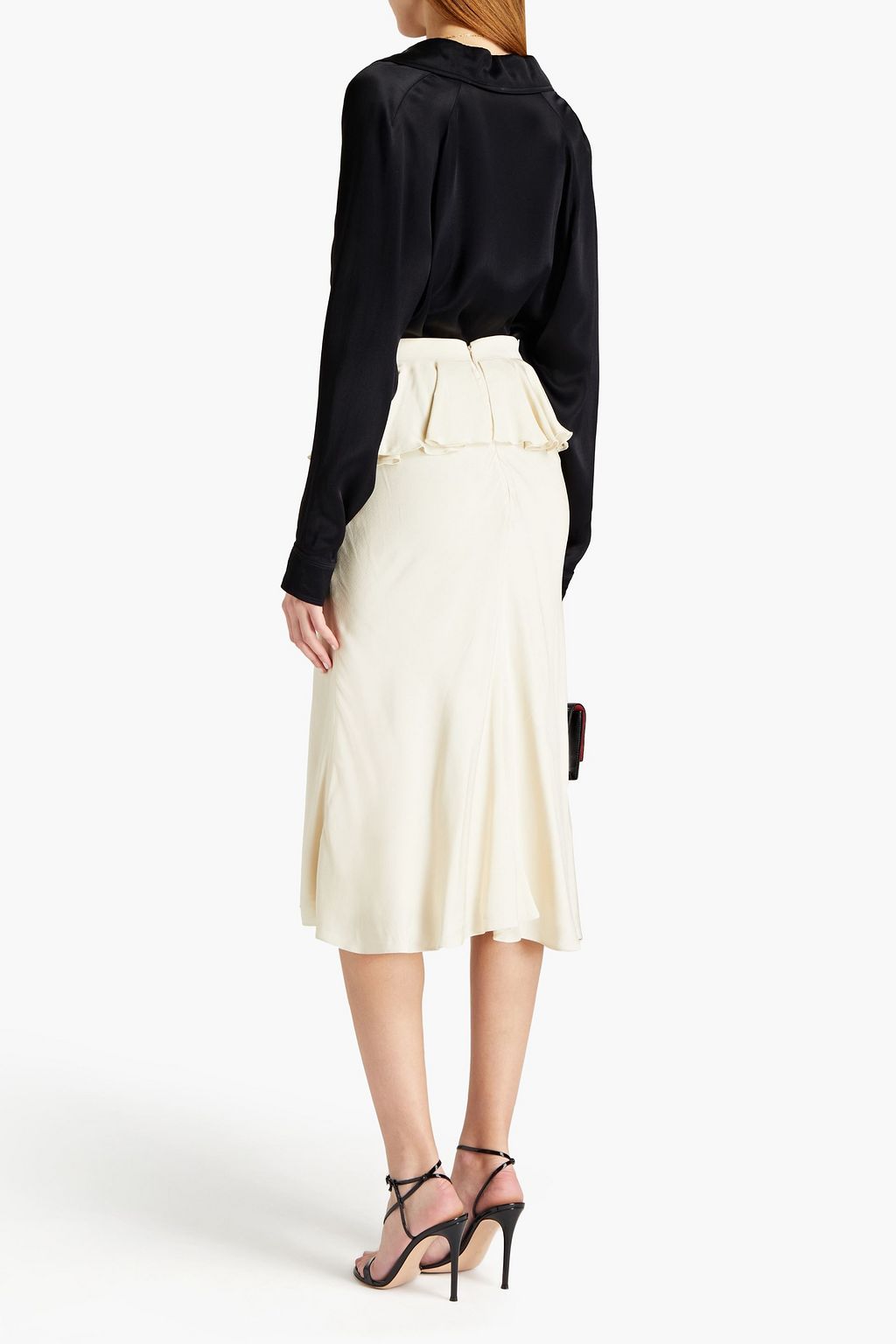MCQUEEN Ruffled satin-crepe midi skirt