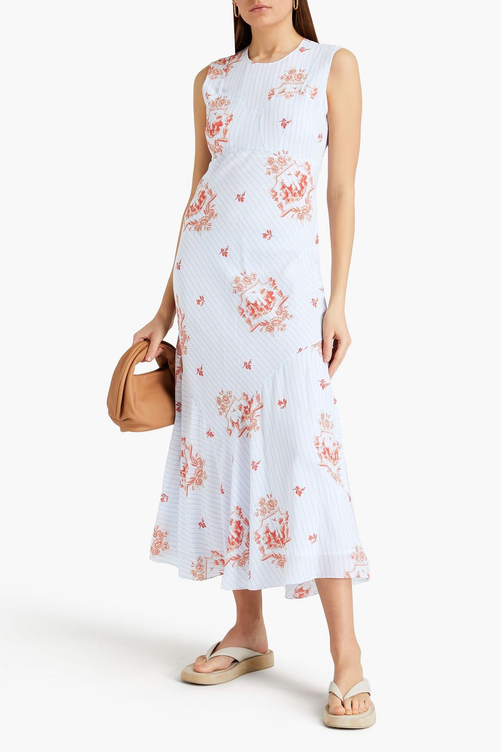 SIMONE ROCHA Printed silk crepe de chine midi dress