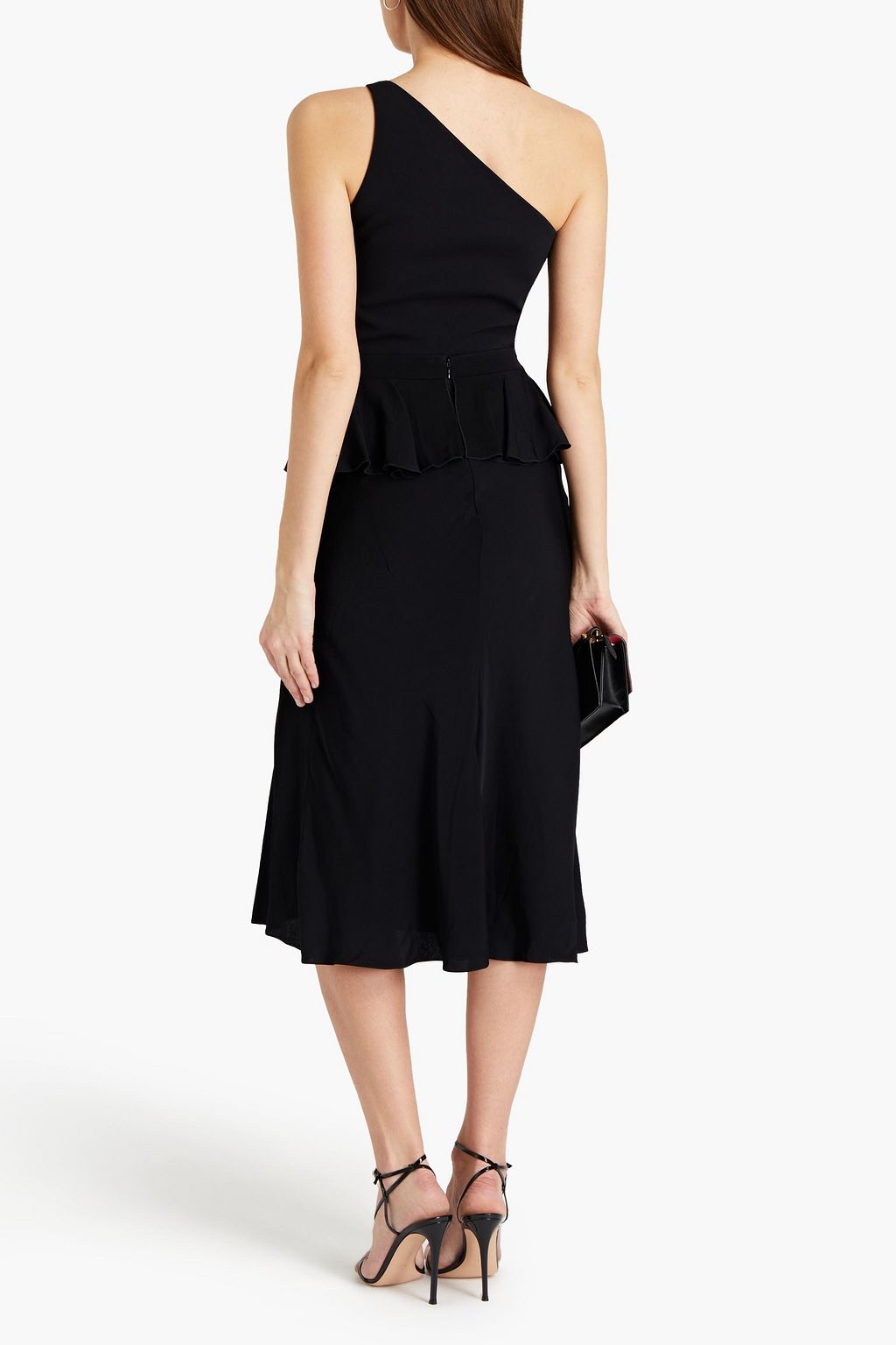 MCQUEEN Ruffled satin-crepe midi skirt
