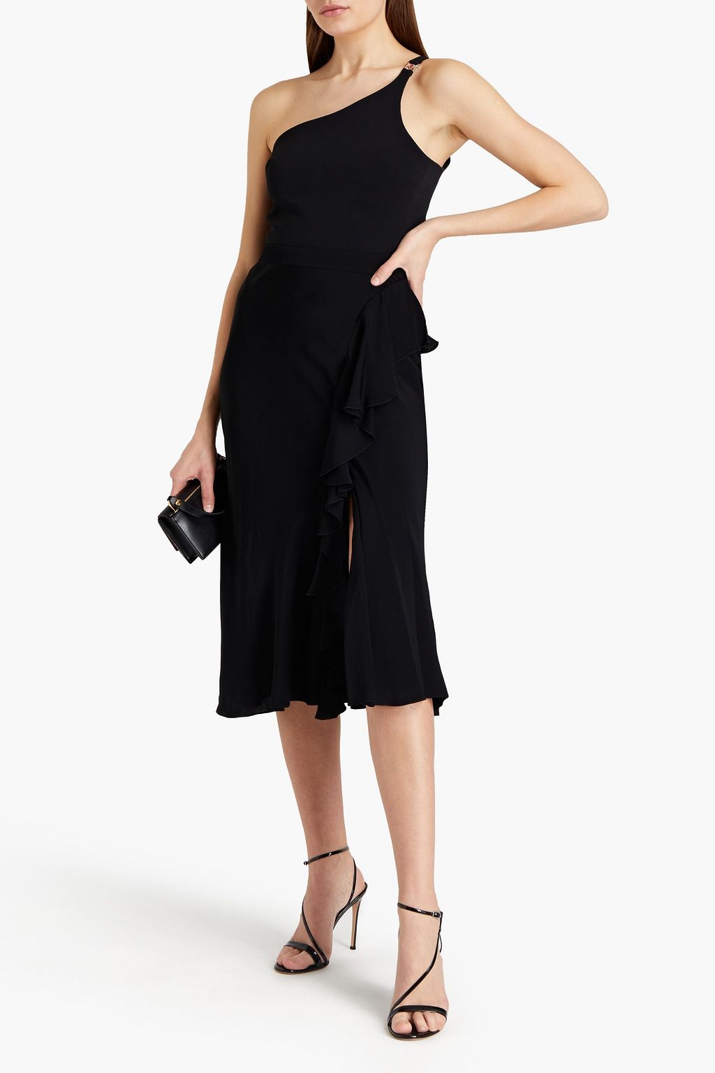 MCQUEEN Ruffled satin-crepe midi skirt