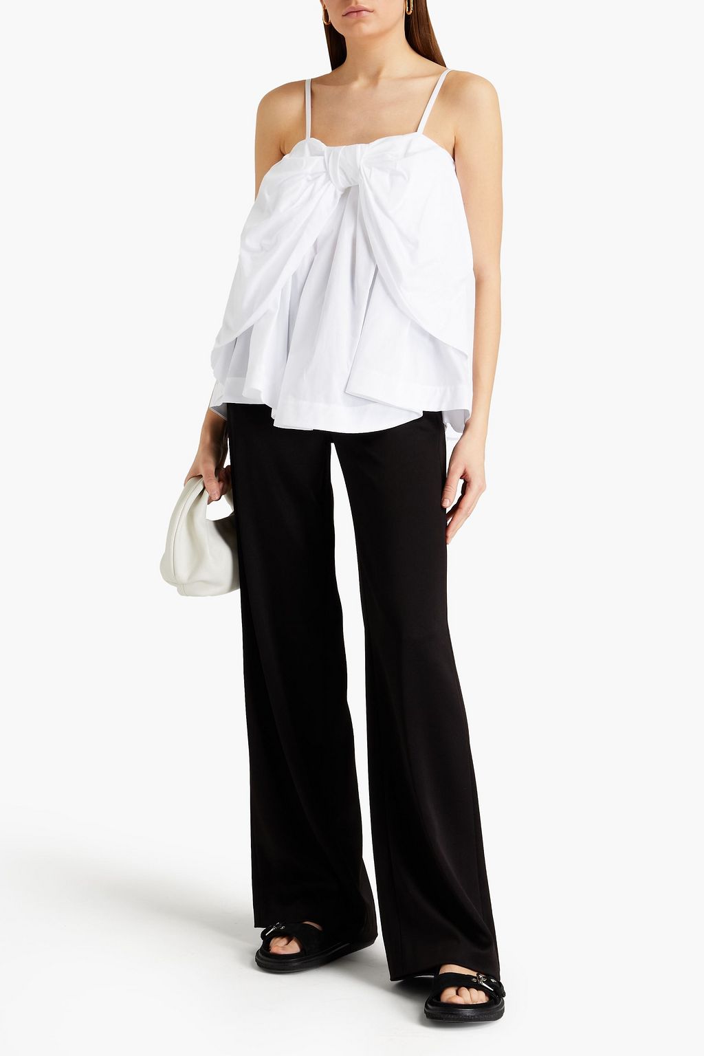 SIMONE ROCHA Bow-embellished cotton-poplin top