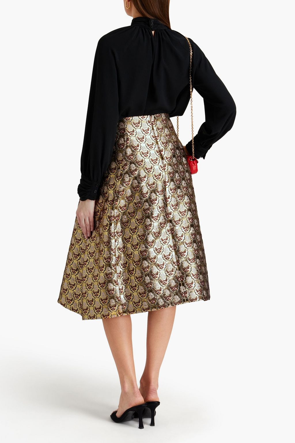 SIMONE ROCHA Metallic brocade midi skirt
