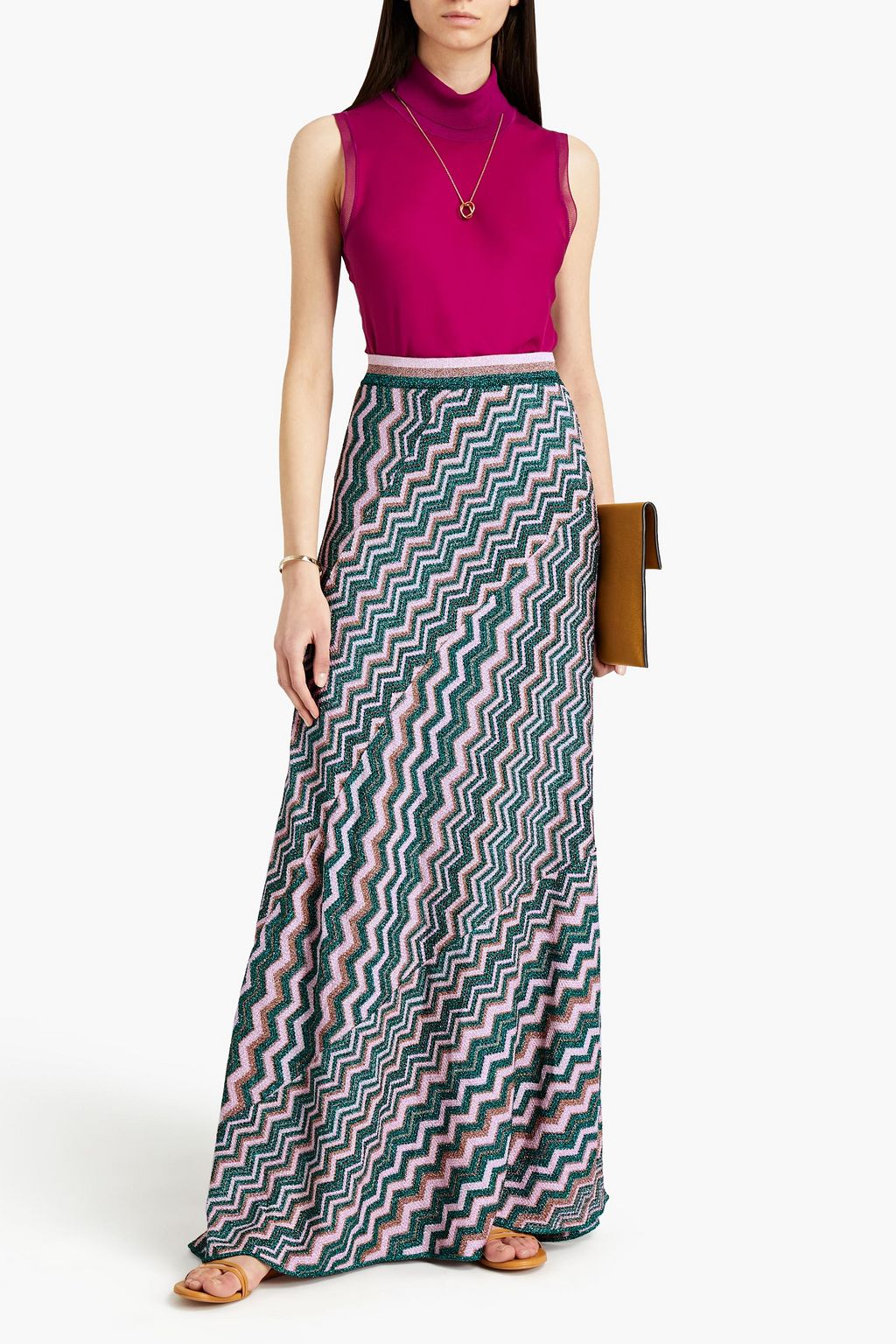 MISSONI Metallic crochet-knit maxi skirt