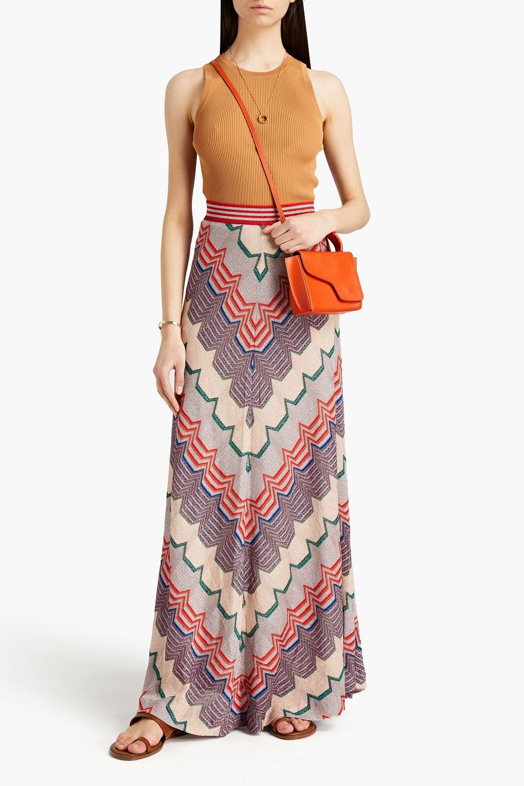 MISSONI Metallic crochet-knit maxi skirt