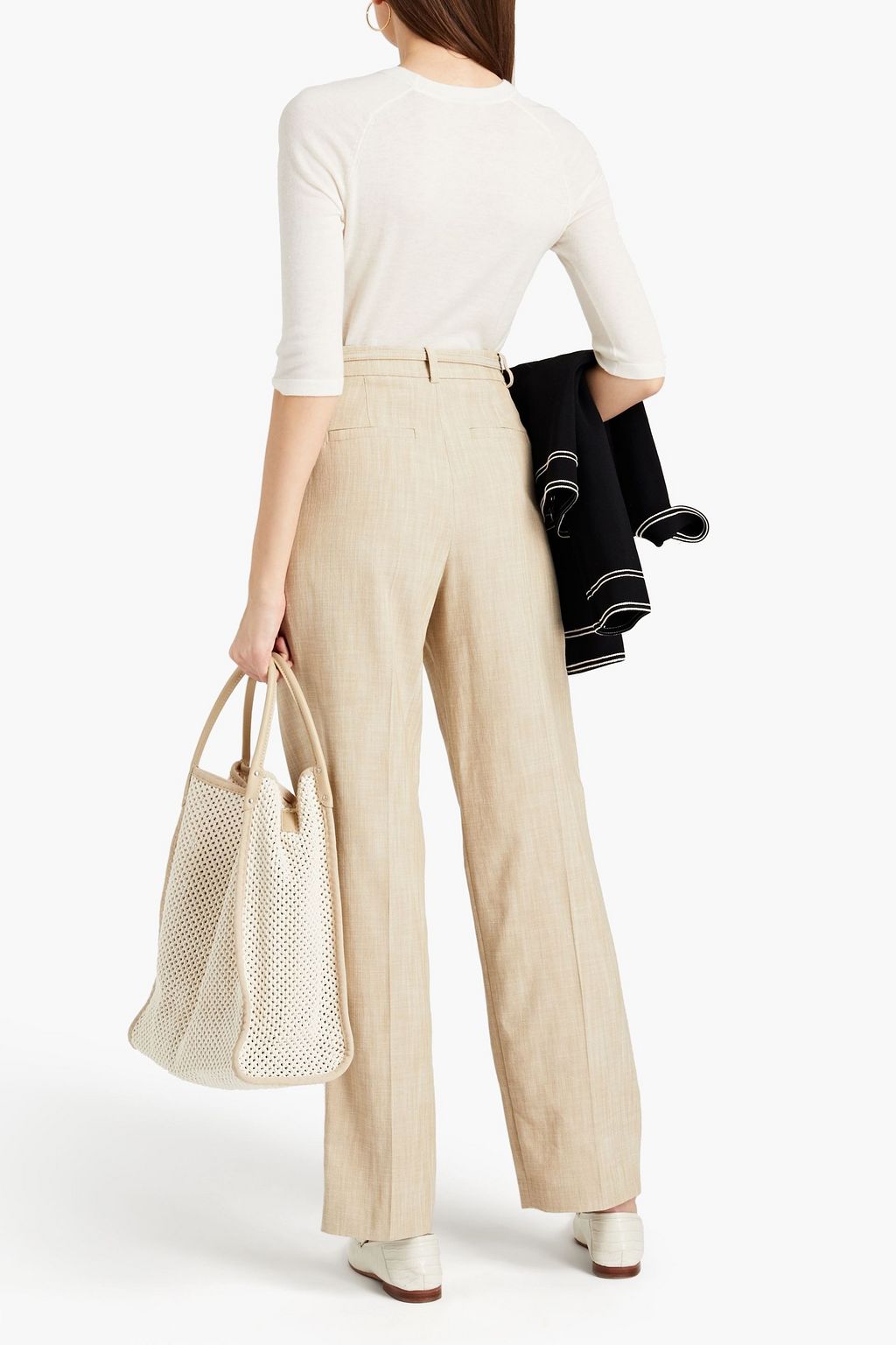 CLAUDIE PIERLOT Pleated slub woven tapered pants