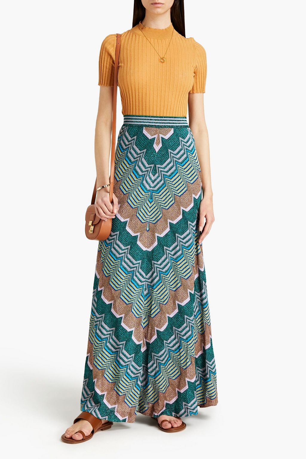 MISSONI Metallic crochet-knit maxi skirt