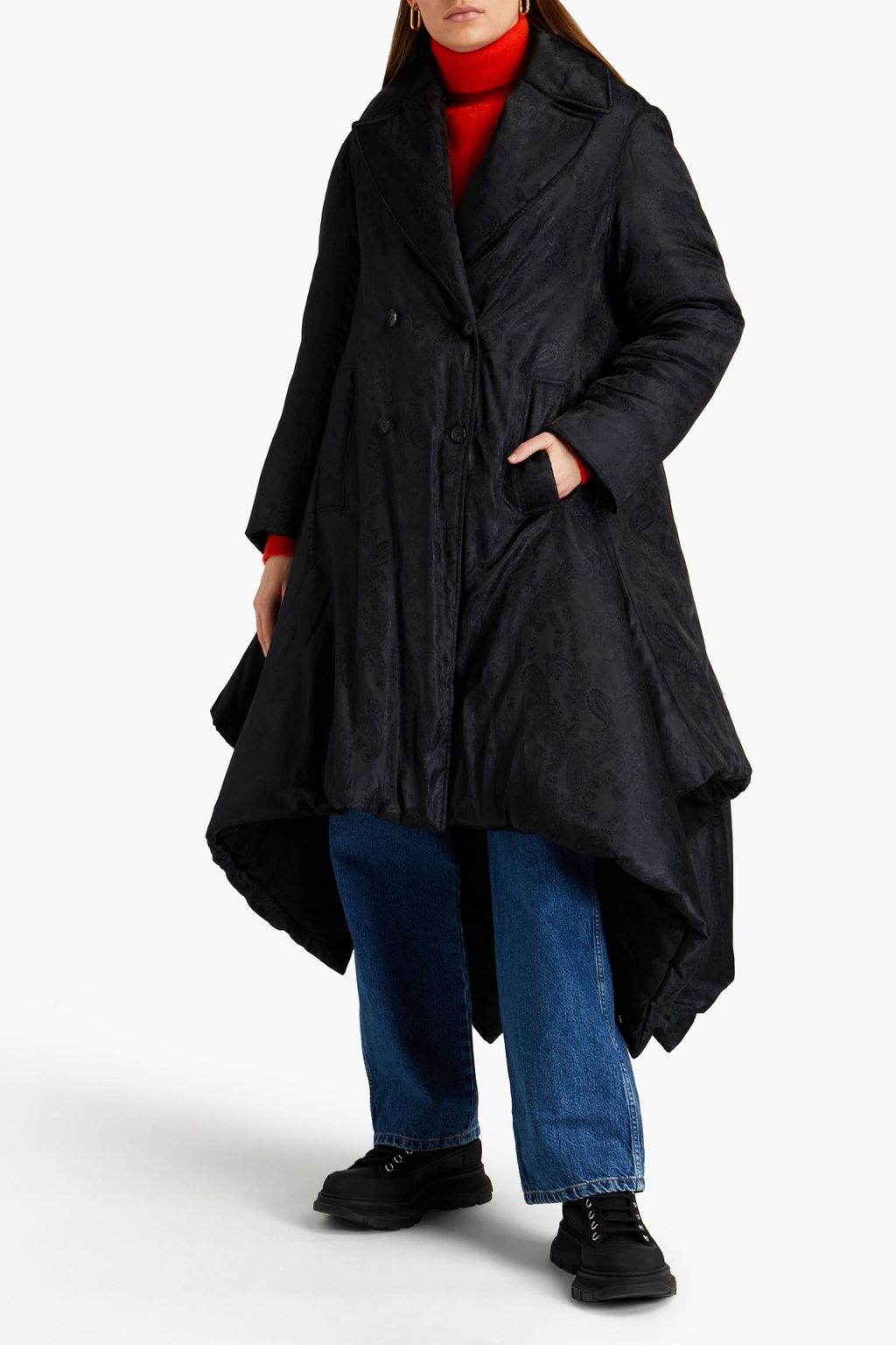 JW ANDERSON Asymmetric double-breasted satin-jacquard coat