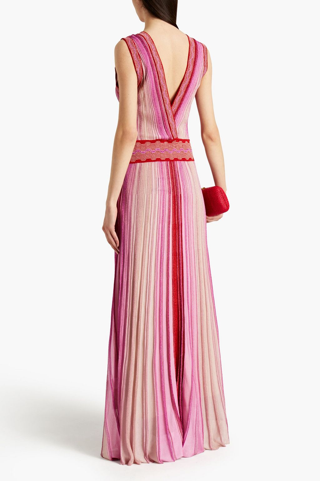 MISSONI Metallic ribbed-knit maxi dress