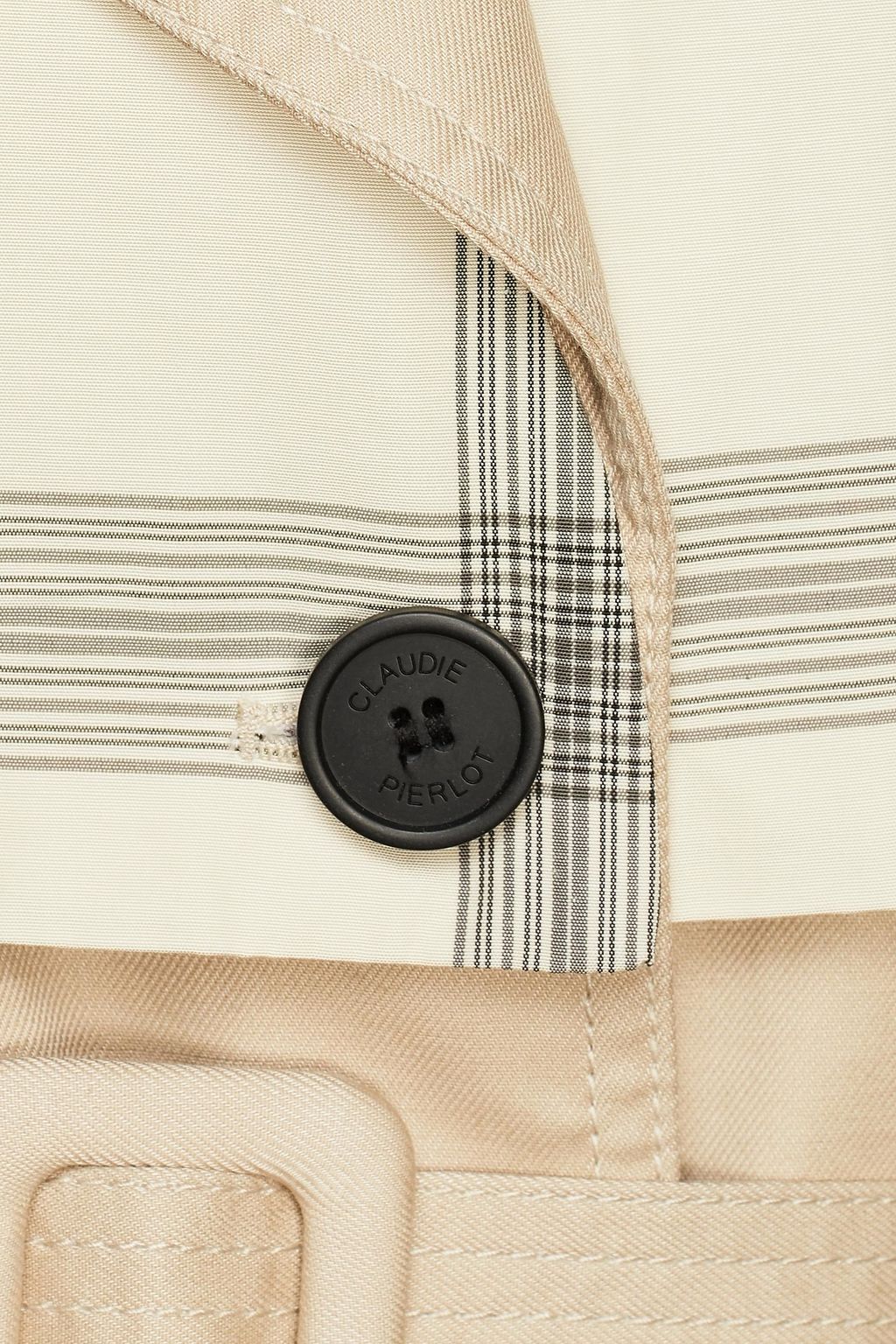 CLAUDIE PIERLOT Grandeur paneled checked Lyocell-blend gabardine trench coat