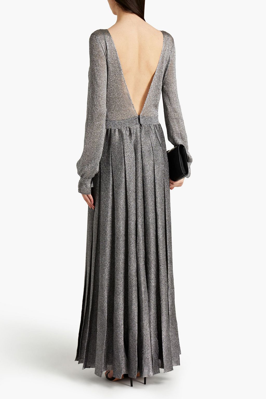 MISSONI Pleated metallic cupro-blend maxi dress