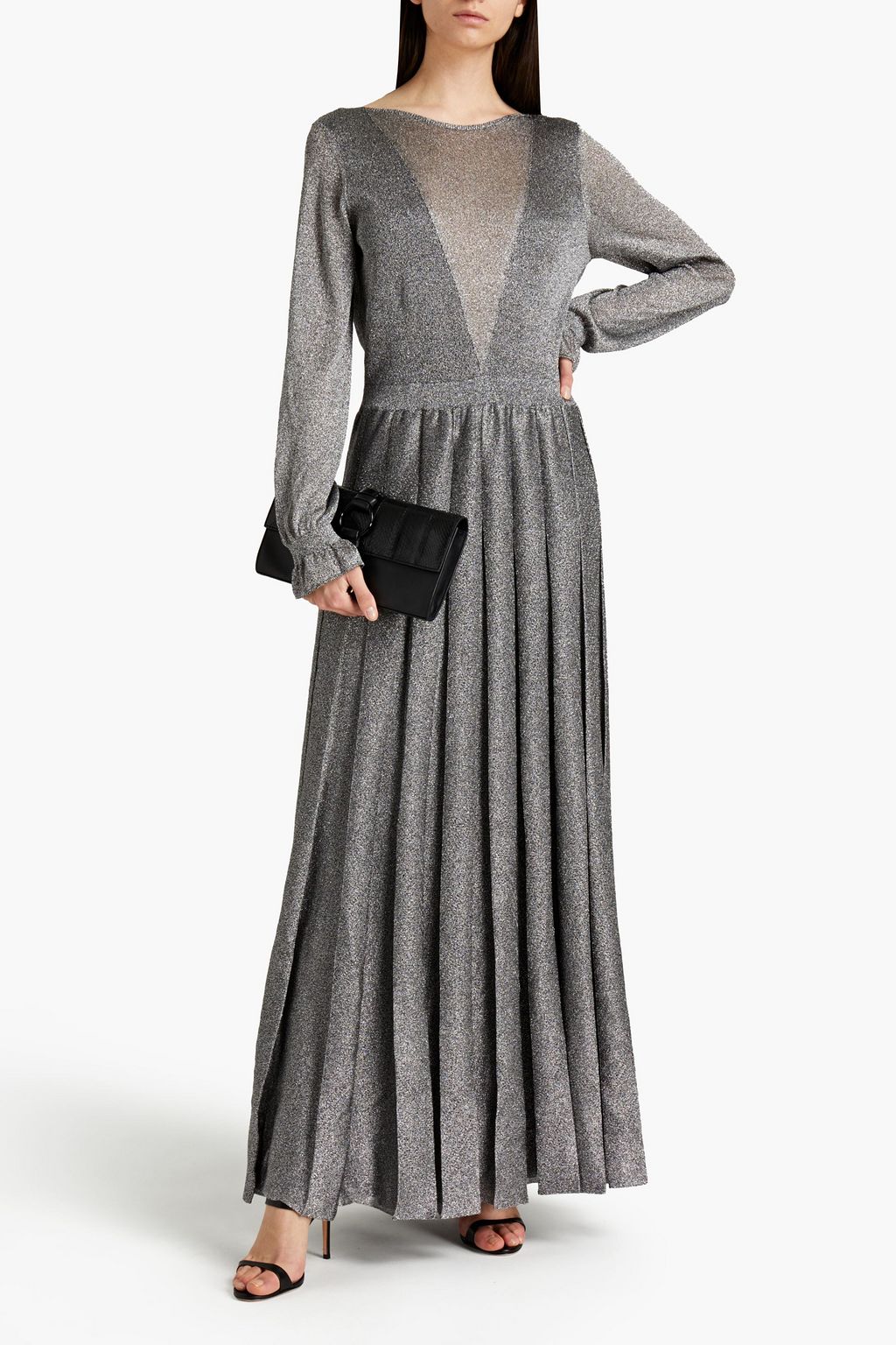 MISSONI Pleated metallic cupro-blend maxi dress