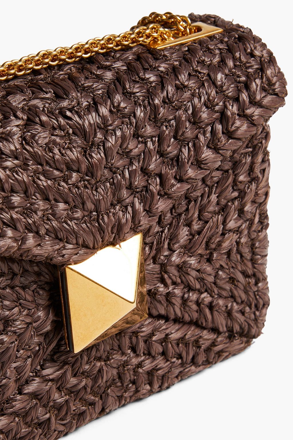 VALENTINO GARAVANI One Stud crocheted raffia shoulder bag