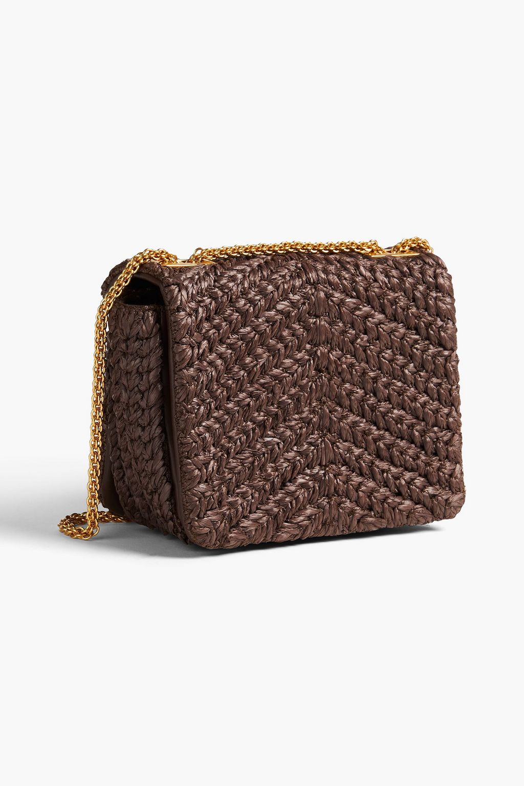 VALENTINO GARAVANI One Stud crocheted raffia shoulder bag