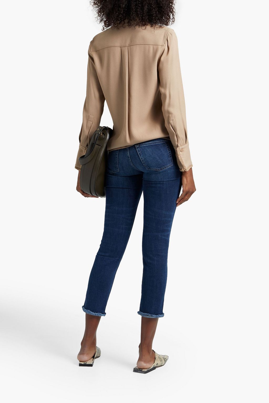 DL1961 Mara cropped distressed mid-rise straight-leg jeans