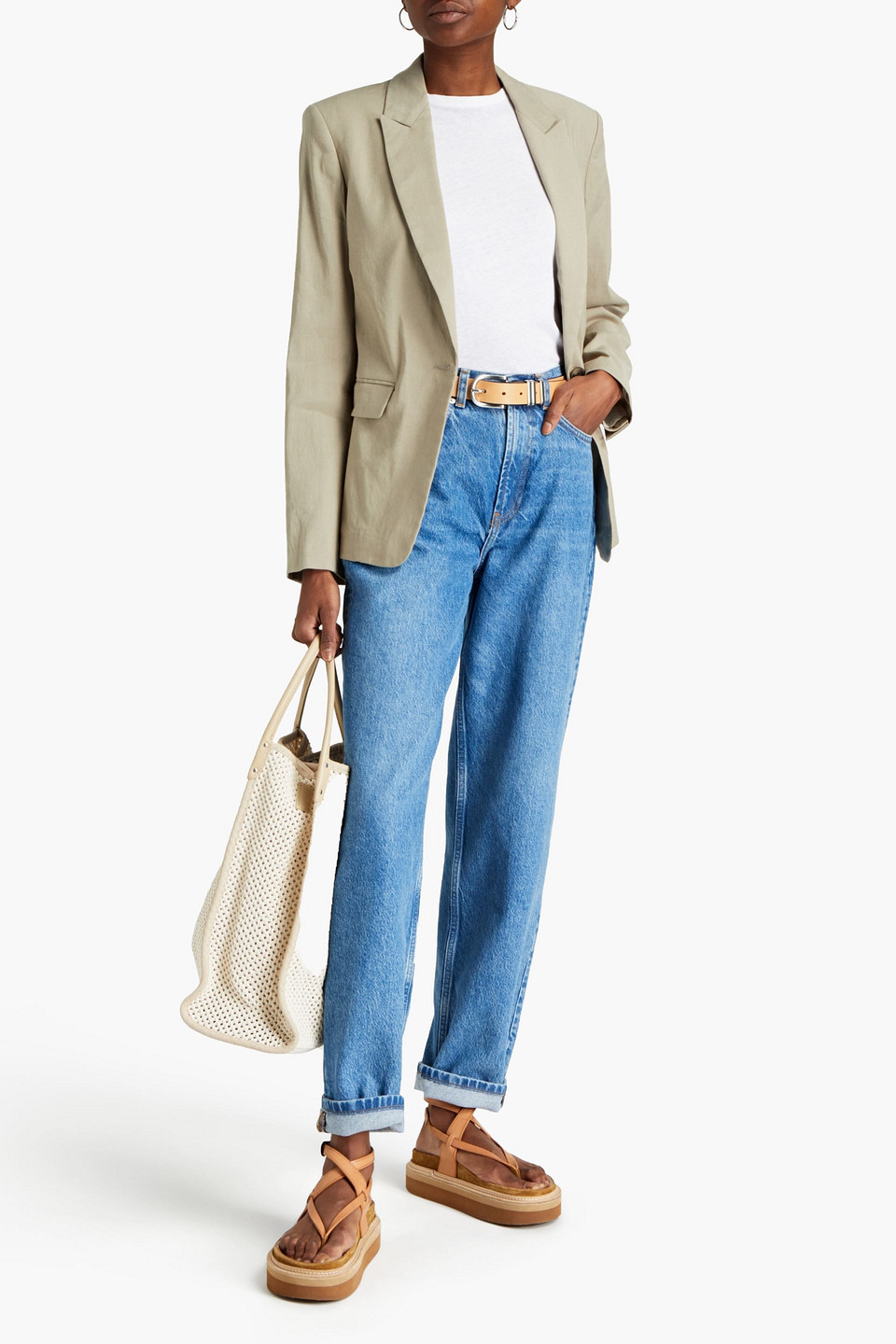 Rag & Bone Rylie Linen-blend Blazer In Blue