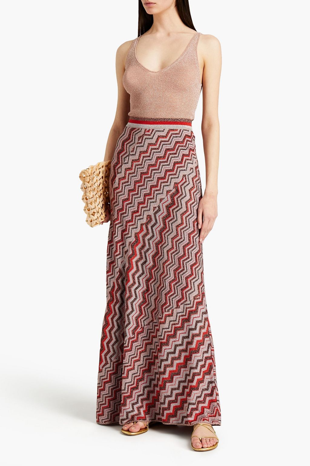 MISSONI Metallic crochet-knit maxi skirt