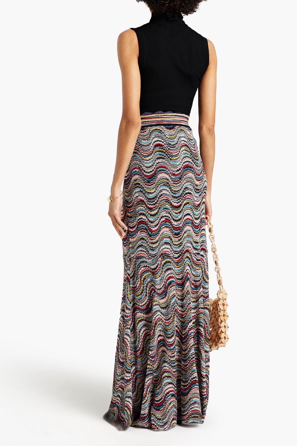 MISSONI Metallic crochet-knit maxi skirt
