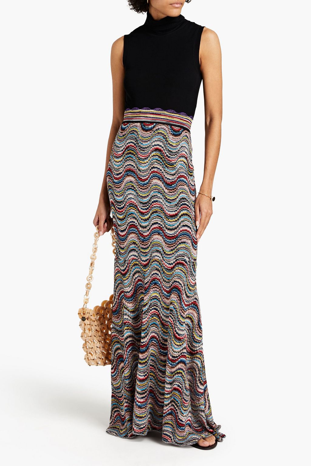 MISSONI Metallic crochet-knit maxi skirt