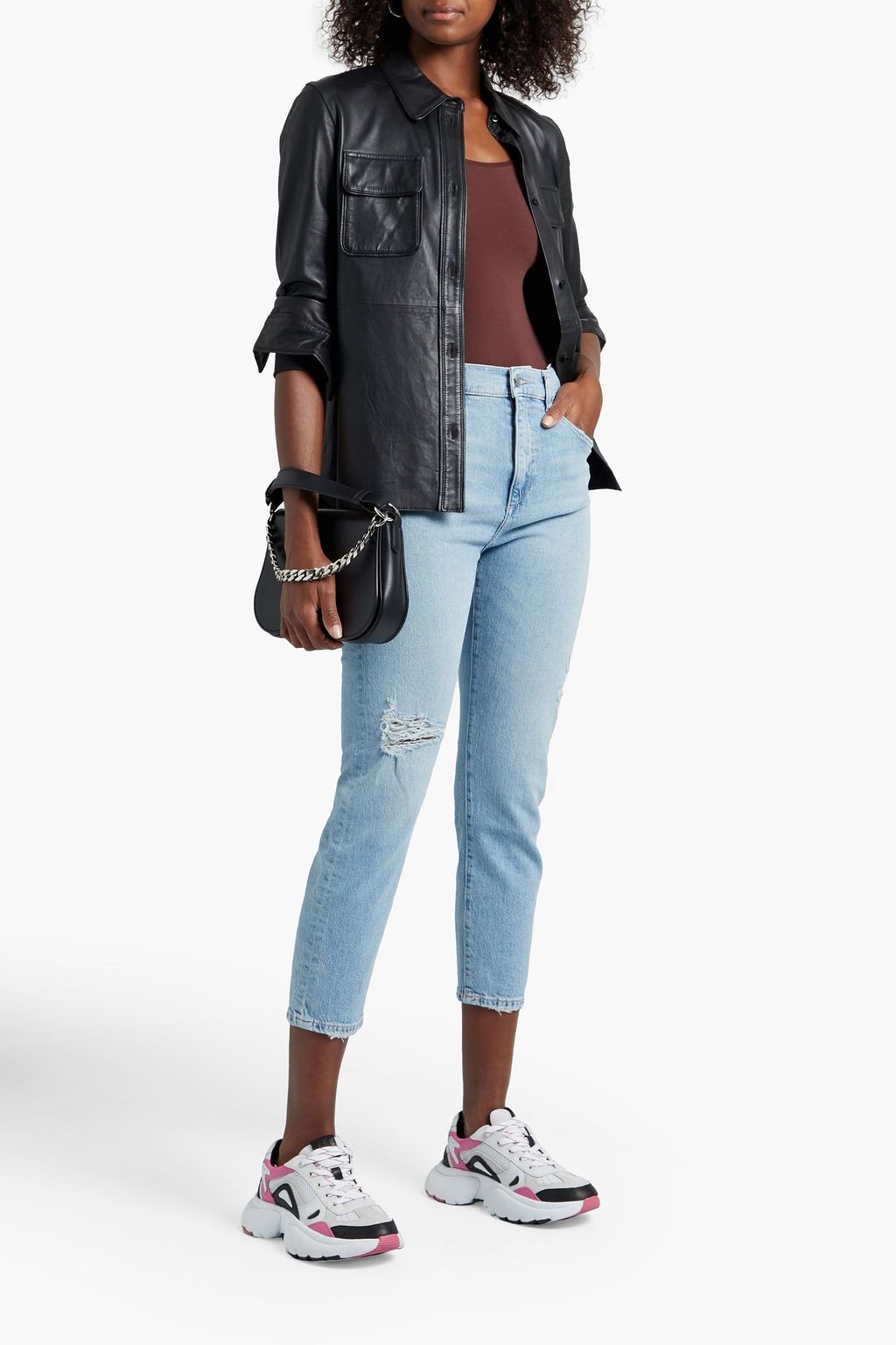 DL1961 Susie distressed high-rise tapered jeans