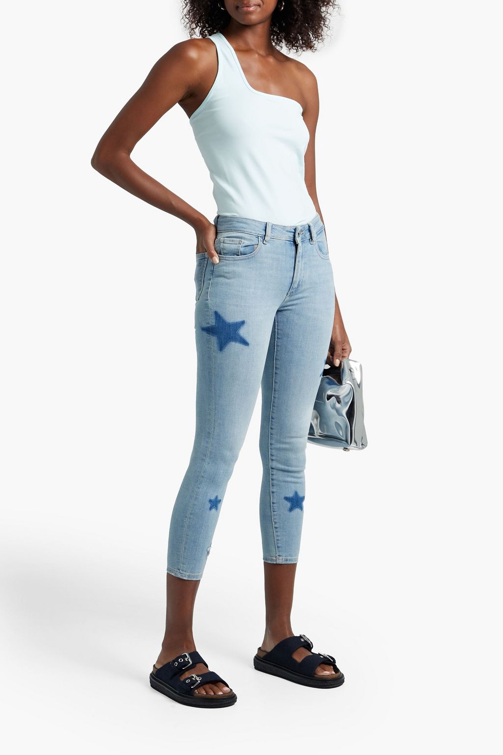 DL1961 Florence cropped appliquéd printed mid-rise skinny jeans