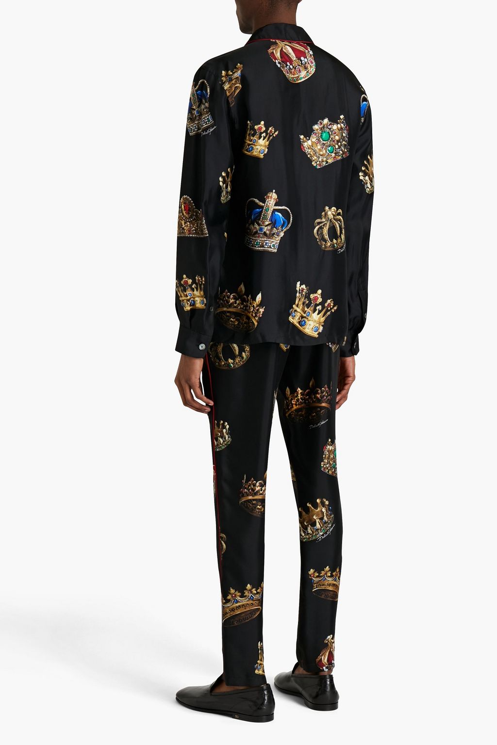 DOLCE&GABBANA Tapered printed silk-satin pants