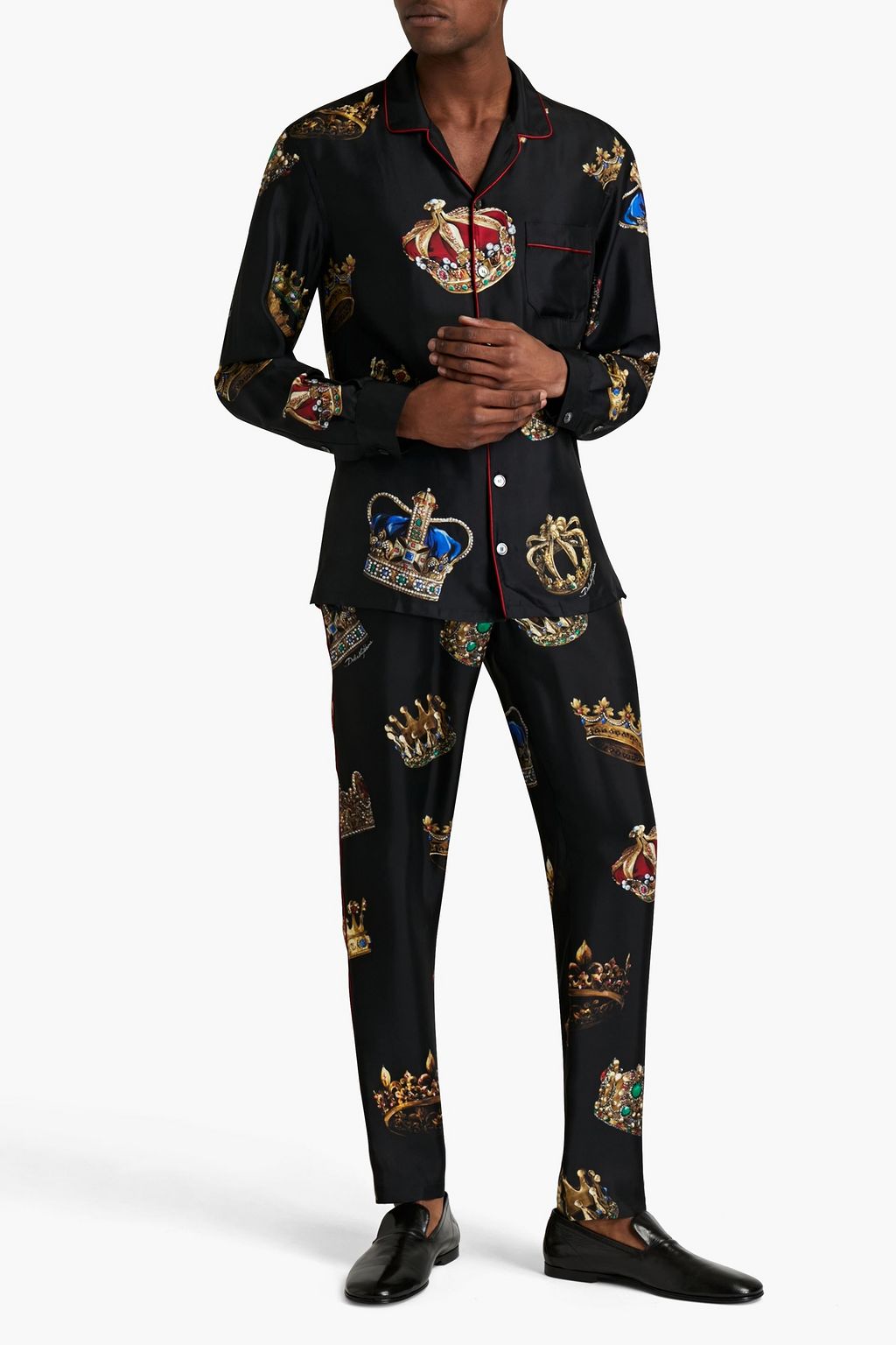 DOLCE&GABBANA Tapered printed silk-satin pants