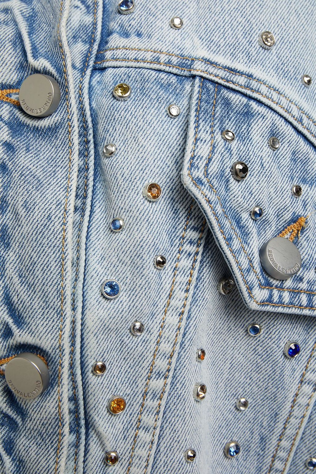 REDVALENTINO Crystal-embellished denim jacket