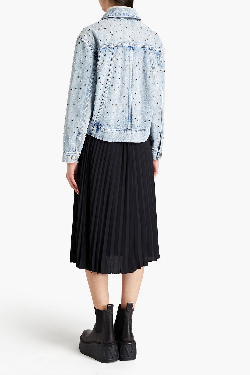 REDVALENTINO Crystal-embellished denim jacket