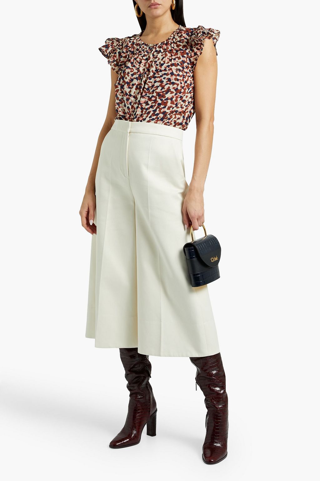 VELVET BY GRAHAM & SPENCER Gathered floral-print cotton top