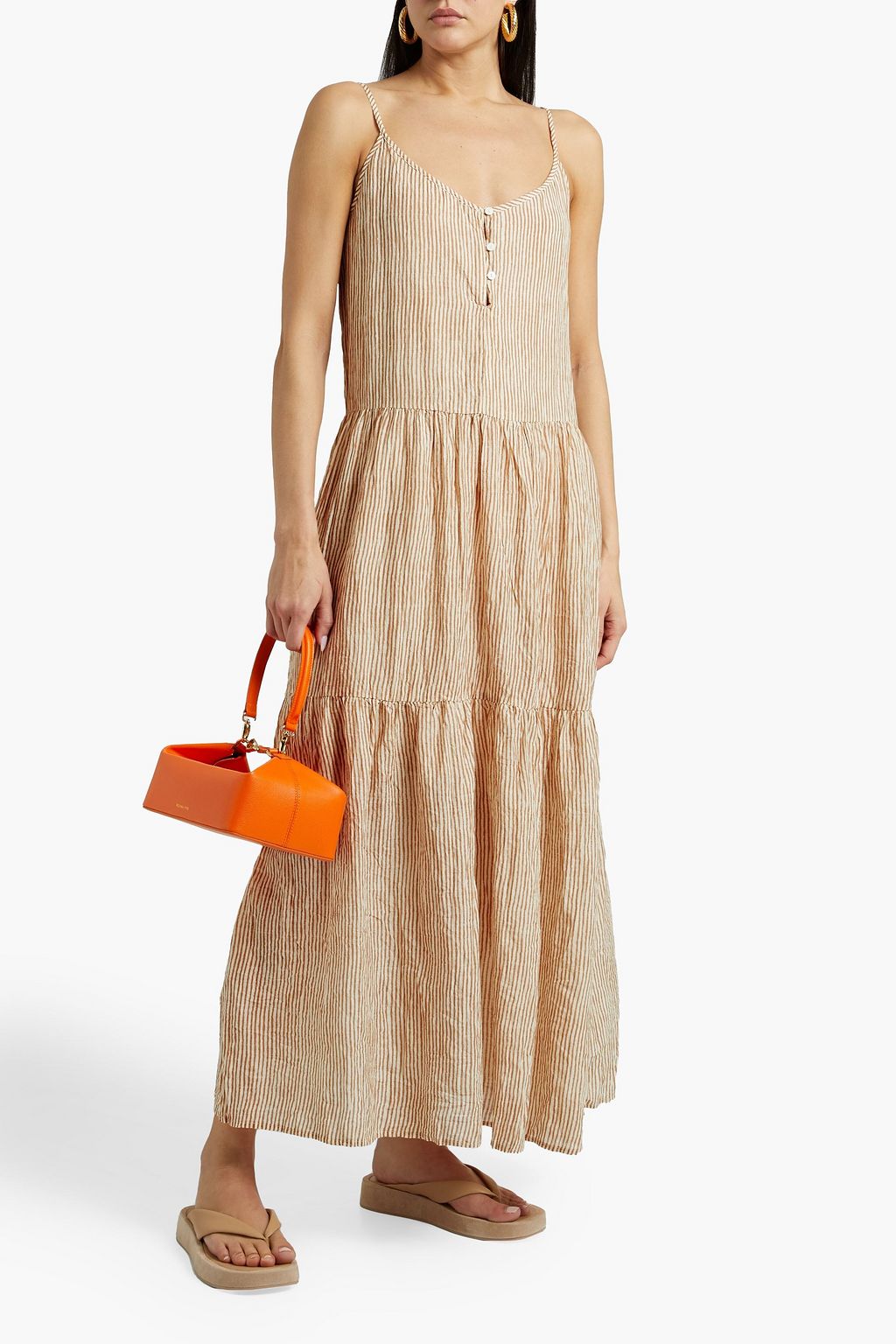 VELVET BY GRAHAM & SPENCER Steffi gathered striped cottonvoile maxi