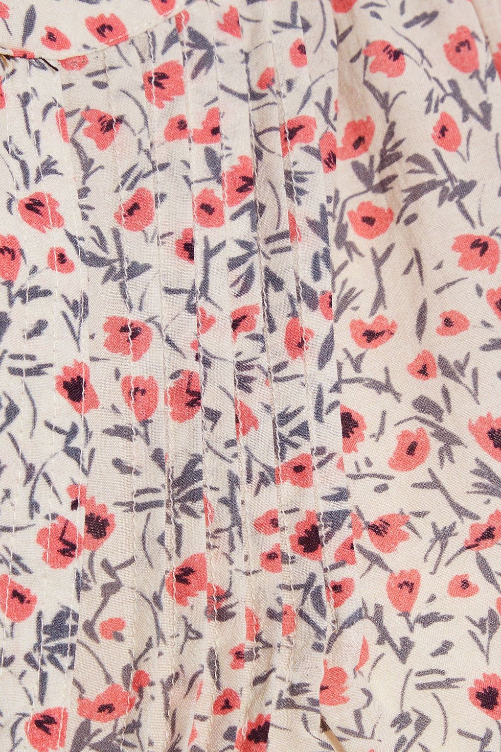 VELVET BY GRAHAM & SPENCER Belted pintucked floral-print cotton-voile dress