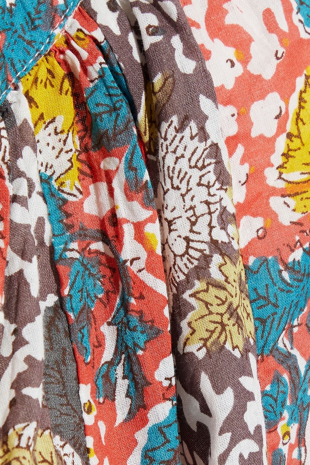 VELVET BY GRAHAM & SPENCER Tasseled printed cotton-voile top